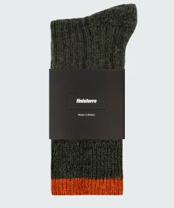 Cheap Finisterre Bosun Sock Olive/RedRust
