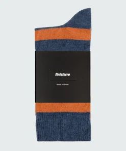 Flash Sale Finisterre Classic Wool Striped Sock RedRust/CoastalFjord
