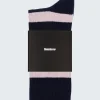 Discount Finisterre Classic Wool Striped Sock Navy/PinkSmoke
