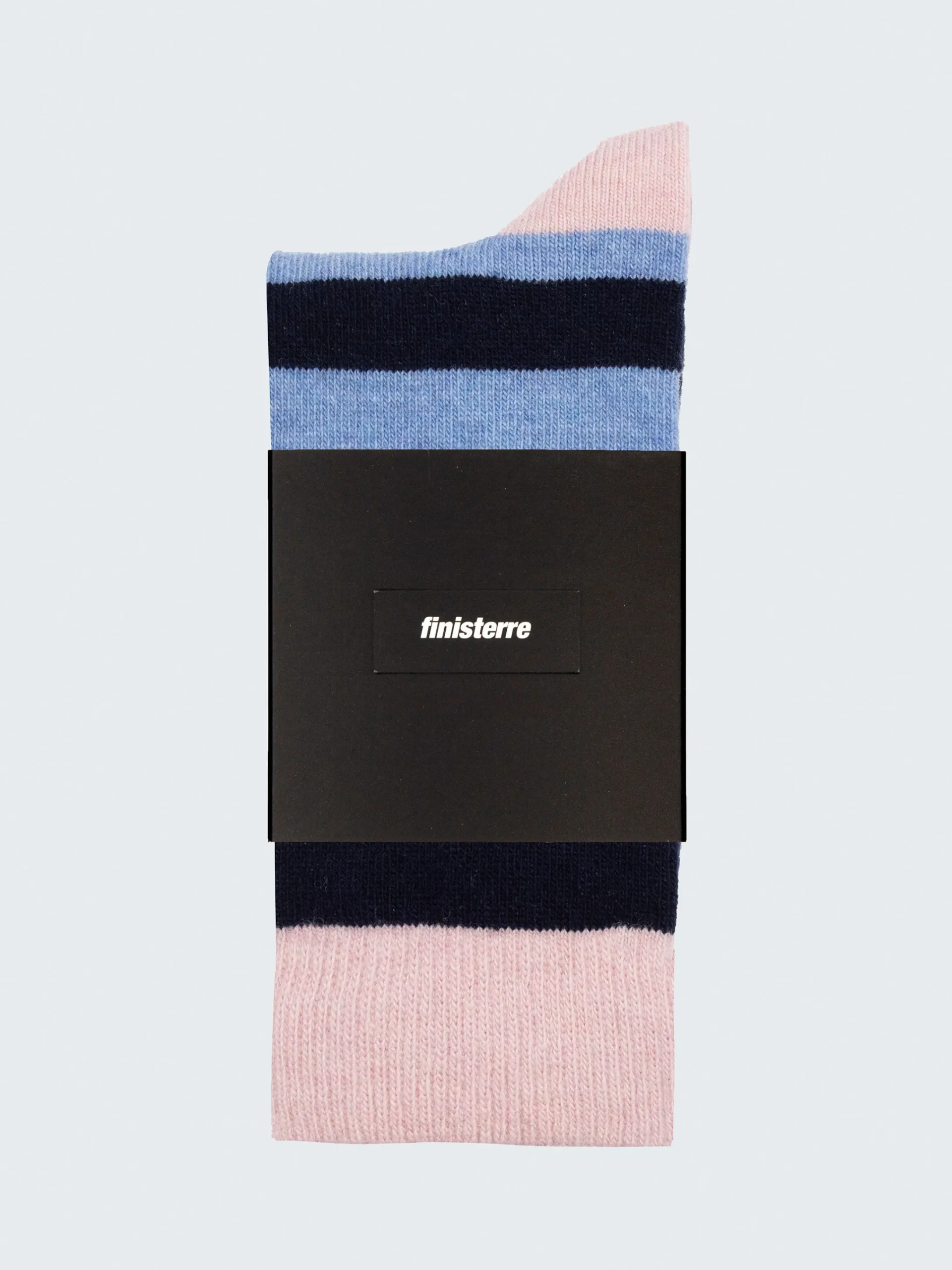 Clearance Finisterre Classic Wool Striped Sock BlueHaze/Navy/PinkSmoke