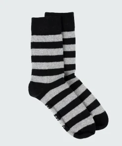 Discount Finisterre Classic Wool Striped Sock Black/Grey