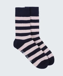 Discount Finisterre Classic Wool Striped Sock Navy/PinkSmoke