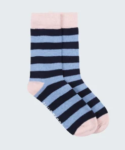 Clearance Finisterre Classic Wool Striped Sock BlueHaze/Navy/PinkSmoke