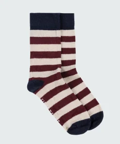 Hot Finisterre Classic Wool Striped Sock BlackCherry/Navy/Oatmeal