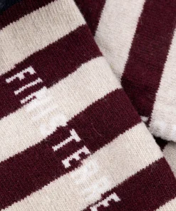 Hot Finisterre Classic Wool Striped Sock BlackCherry/Navy/Oatmeal