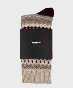 Shop Finisterre Fair Isle Pattern Sock Oatmeal/Olive/BlackCherry