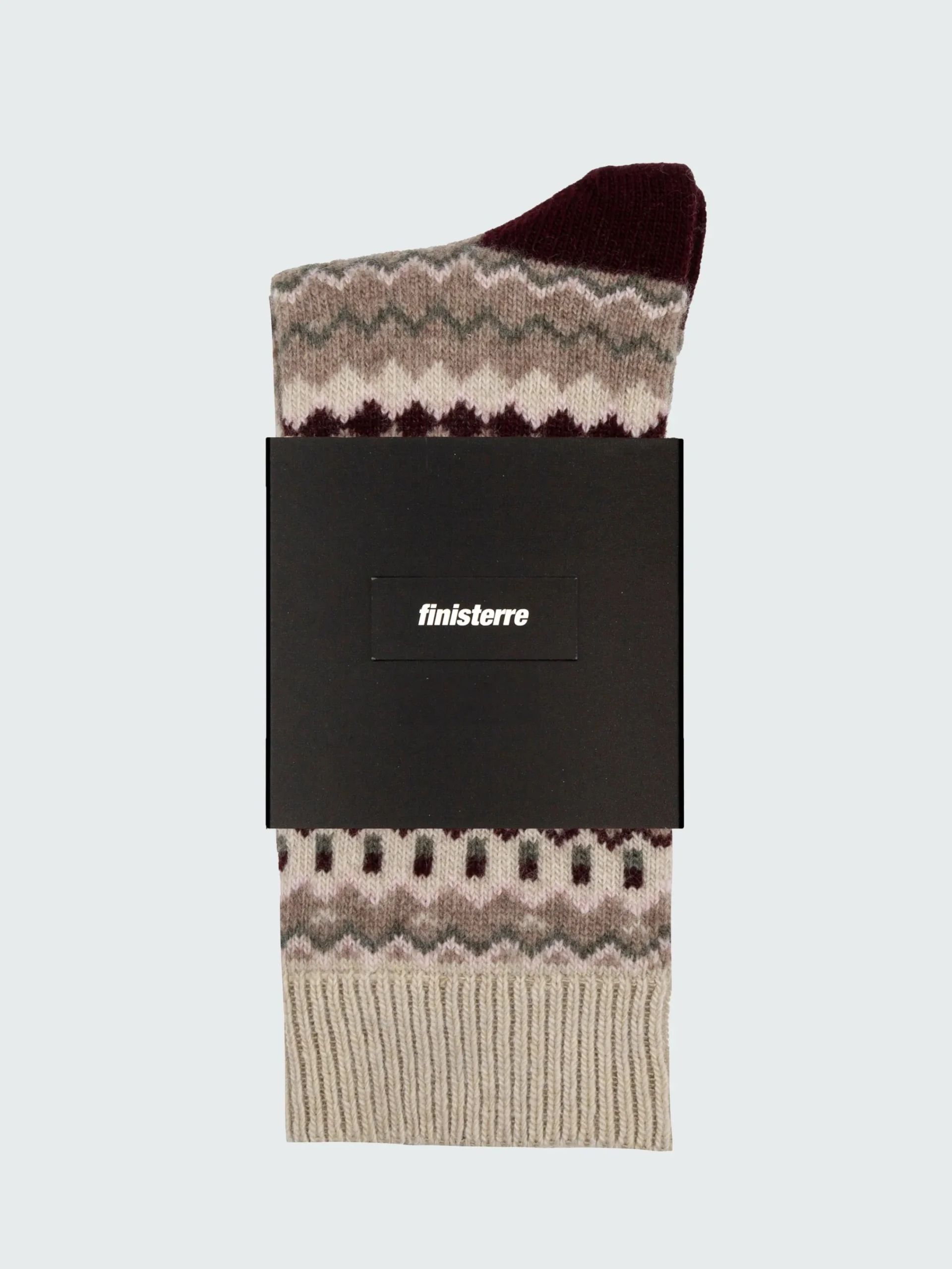 Shop Finisterre Fair Isle Pattern Sock Oatmeal/Olive/BlackCherry