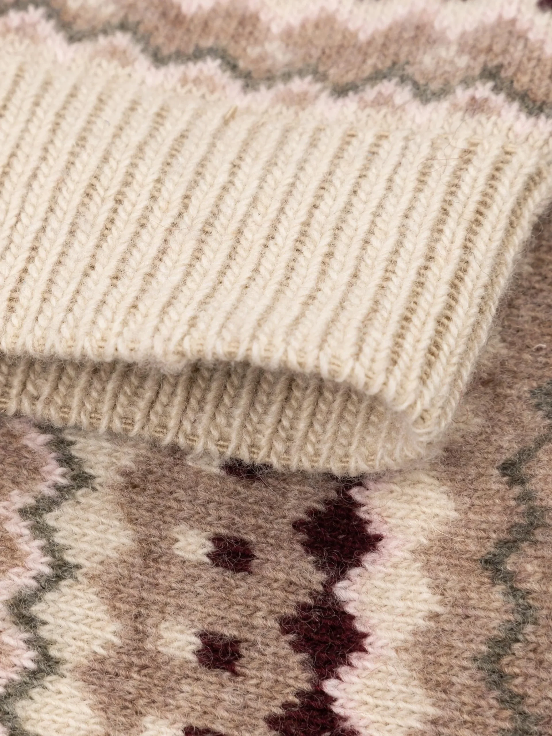 Shop Finisterre Fair Isle Pattern Sock Oatmeal/Olive/BlackCherry