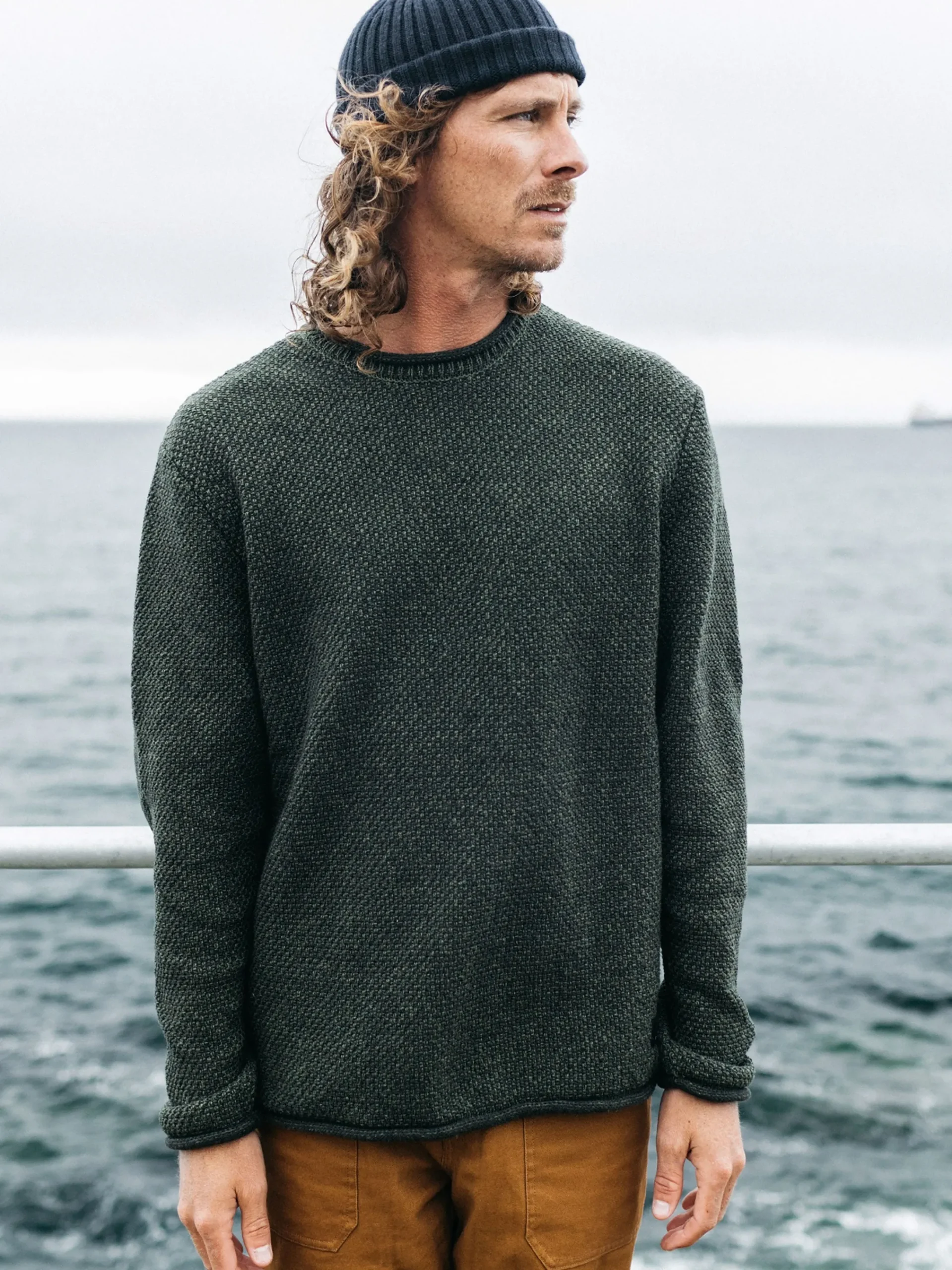 Cheap Finisterre Men's Barents Sweater Olive