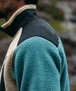 Best Finisterre Men's Bolster 1/4 Zip Fleece OceanStorm/Oatmeal