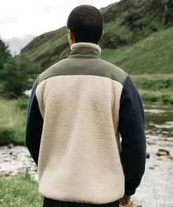 New Finisterre Men's Bolster Full Zip Fleece Oatmeal/Navy