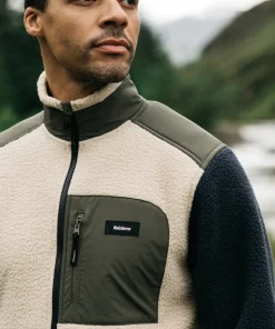 New Finisterre Men's Bolster Full Zip Fleece Oatmeal/Navy