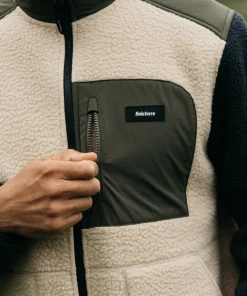 New Finisterre Men's Bolster Full Zip Fleece Oatmeal/Navy