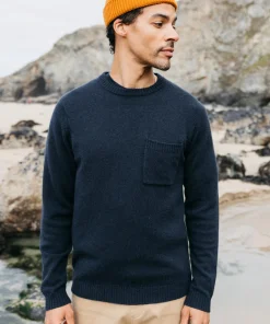 Cheap Finisterre Men's Cavan Pocket Knit Sweater Navy