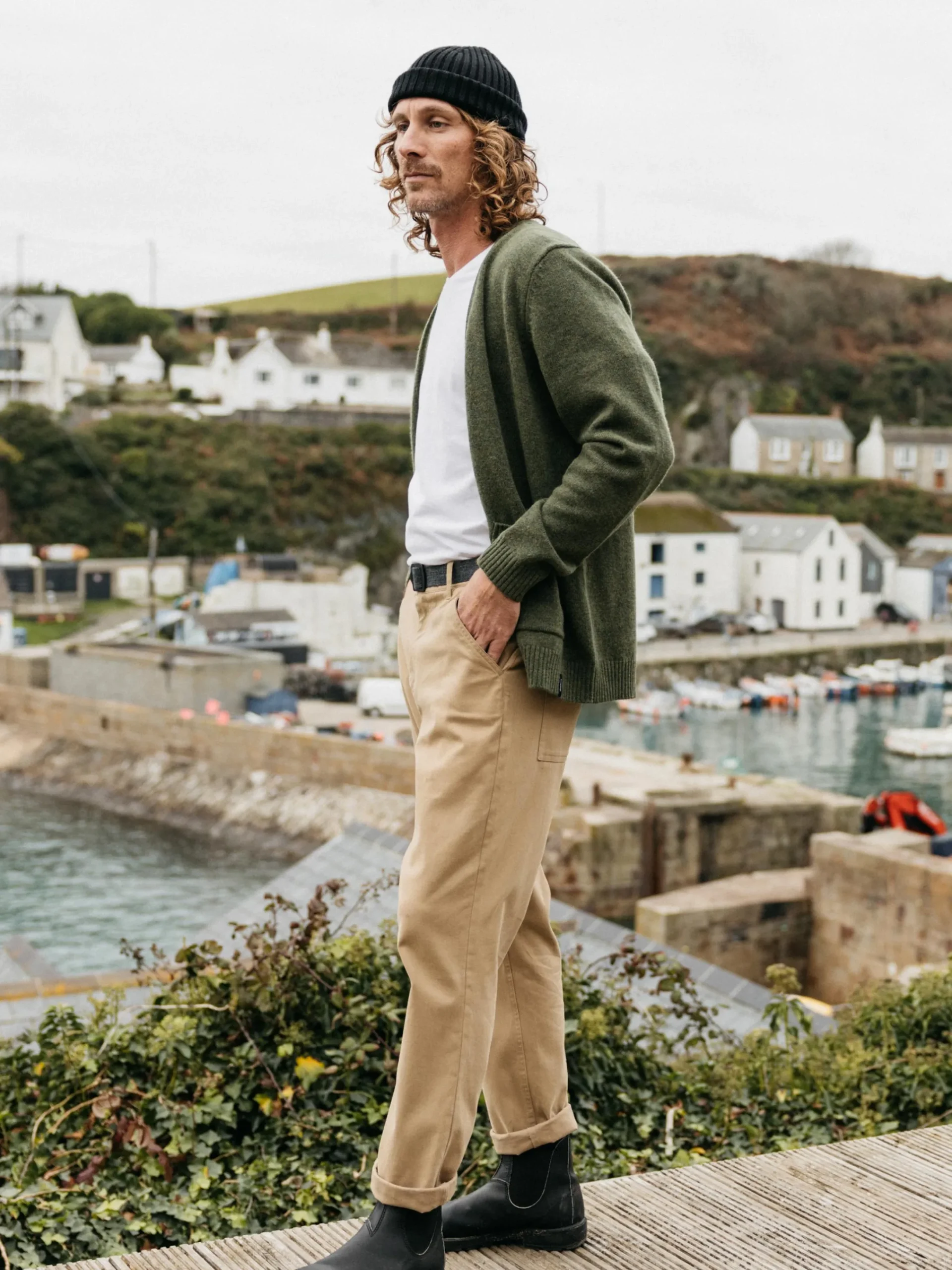 Outlet Finisterre Men's Columba Cardigan Olive