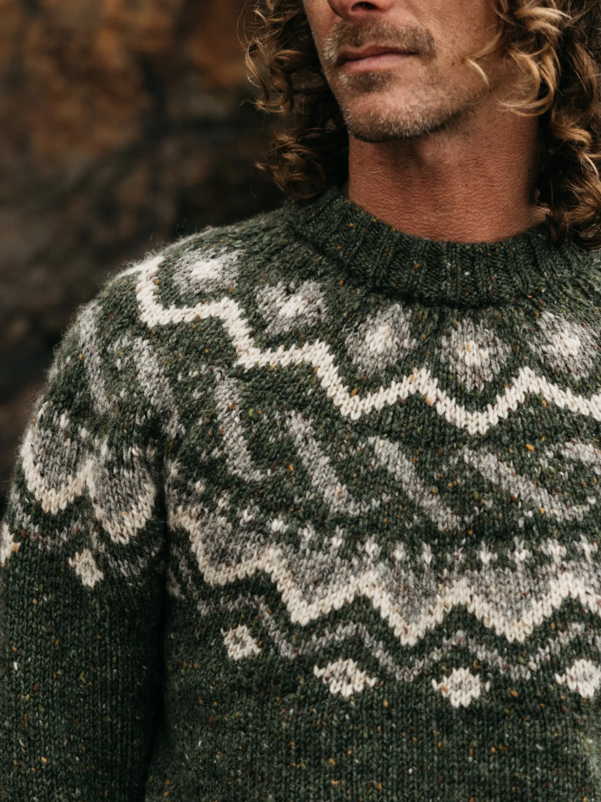 Best Sale Finisterre Men's Cormoran Fair Isle Sweater Olive