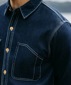 Hot Finisterre Men's Eddystone Denim Shirt WashedDenim
