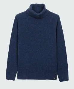 Hot Finisterre Men's Fishermans Roll Neck Knit Sweater Navy
