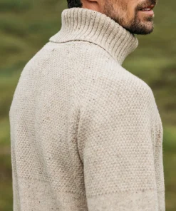 Cheap Finisterre Men's Fishermans Roll Neck Knit Sweater Oatmeal