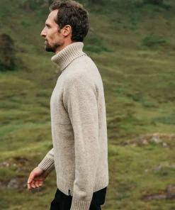 Cheap Finisterre Men's Fishermans Roll Neck Knit Sweater Oatmeal
