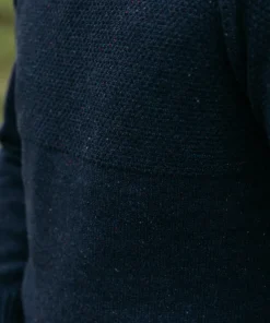 Hot Finisterre Men's Fishermans Roll Neck Knit Sweater Navy