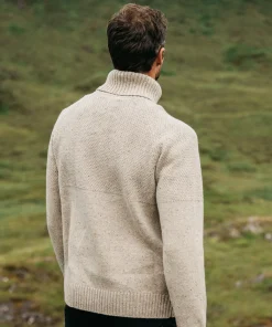 Cheap Finisterre Men's Fishermans Roll Neck Knit Sweater Oatmeal