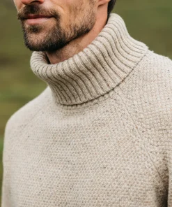 Cheap Finisterre Men's Fishermans Roll Neck Knit Sweater Oatmeal