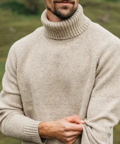 Cheap Finisterre Men's Fishermans Roll Neck Knit Sweater Oatmeal