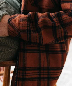 Cheap Finisterre Men's Garrick Zip Overshirt DarkRosewoodCheck