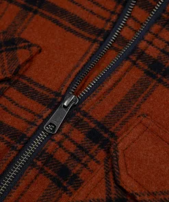 Cheap Finisterre Men's Garrick Zip Overshirt DarkRosewoodCheck