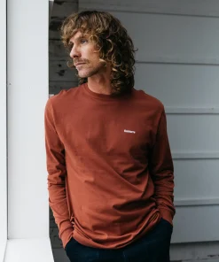 Sale Finisterre Men's Harlyn Logo Long Sleeve T-Shirt DarkRosewood