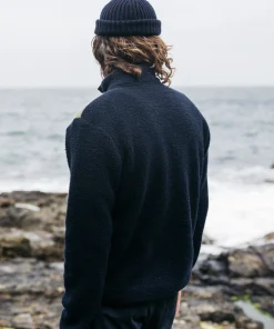 Shop Finisterre Men's Hegen 1/4 Zip Wool Fleece WillowGreen/Navy