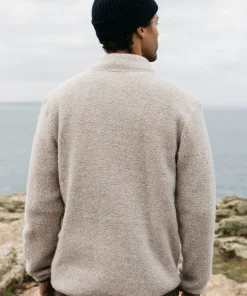 Discount Finisterre Men's Hegen 1/4 Zip Wool Fleece CoastalFjord/Oatmeal