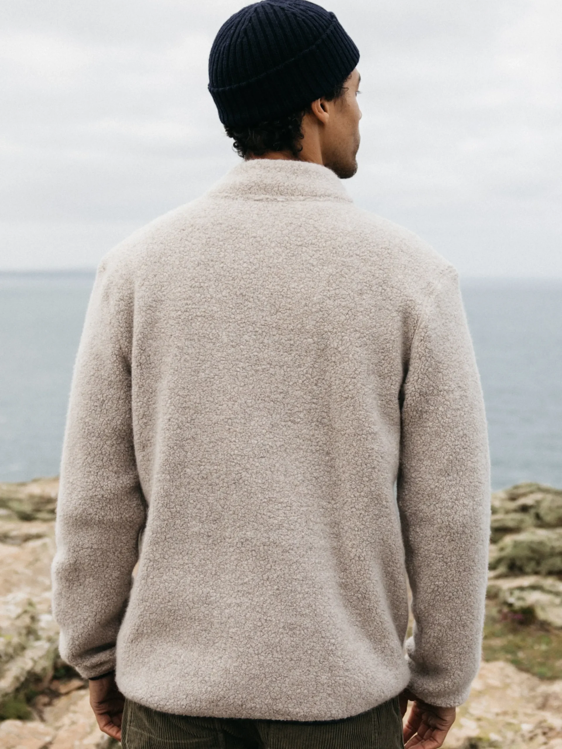 Discount Finisterre Men's Hegen 1/4 Zip Wool Fleece CoastalFjord/Oatmeal