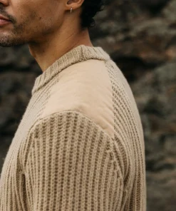 Best Sale Finisterre Men's Needus Patched Crew Knit Sweater Flint