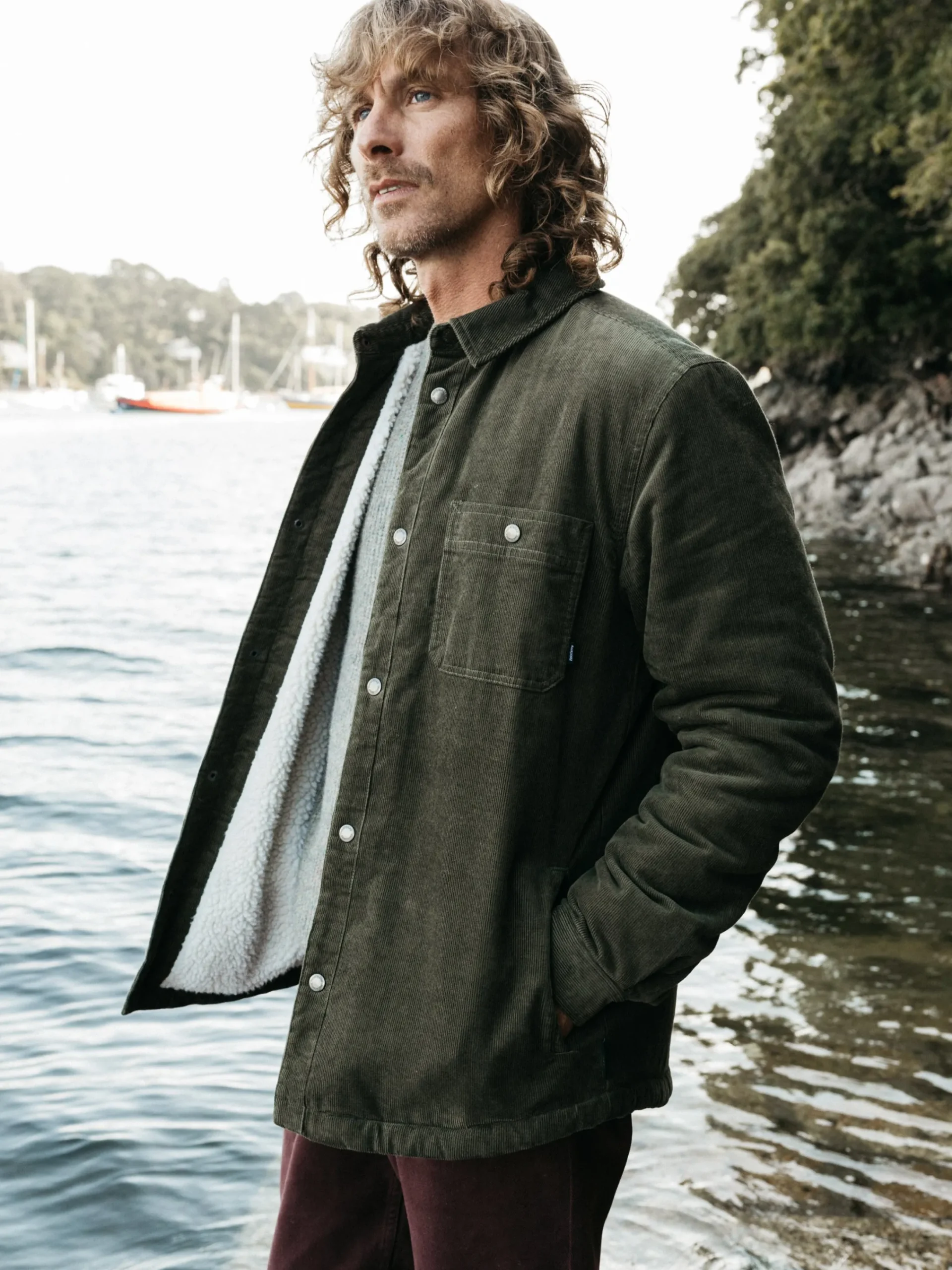 Best Sale Finisterre Men's Rigger Fleece Lined Jacket Olive