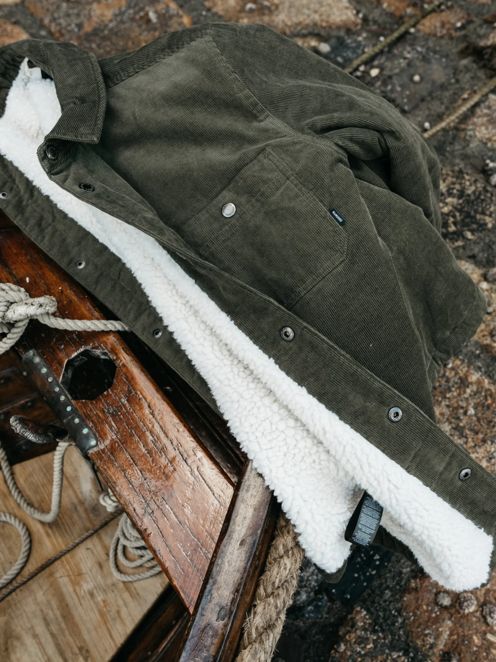 Best Sale Finisterre Men's Rigger Fleece Lined Jacket Olive