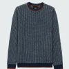 Discount Finisterre Men's Selfost Nordic Patterned Crew Sweater Navy/Sky/DarkRosewood