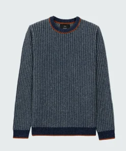Discount Finisterre Men's Selfost Nordic Patterned Crew Sweater Navy/Sky/DarkRosewood