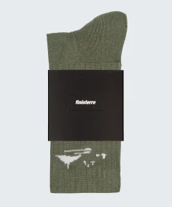 Cheap Finisterre Rossby Sports Sock PendantOlive/Ecru
