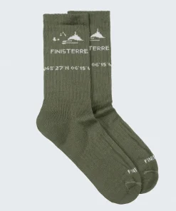 Cheap Finisterre Rossby Sports Sock PendantOlive/Ecru