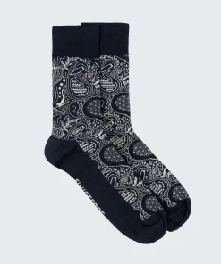 Shop Finisterre Tidelands Lightweight Sock PaisleyNavy/Ecru