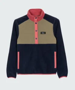 Cheap Finisterre Women's Axiom 1/4 Snap Fleece Navy/Rouge/WillowGreen