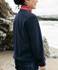 Cheap Finisterre Women's Axiom 1/4 Snap Fleece Navy/Rouge/WillowGreen