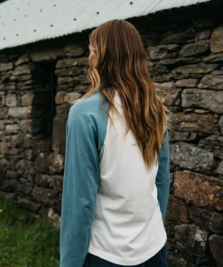 Clearance Finisterre Women's Bailey Long Sleeve T-Shirt Ecru/OceanStorm