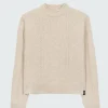Discount Finisterre Women's Berneray Cable Crew Sweater PebbleGrey