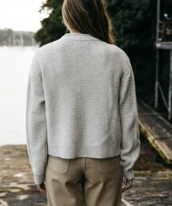 Discount Finisterre Women's Berneray Cable Crew Sweater PebbleGrey