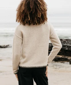Flash Sale Finisterre Women's Blanket Stitch Taran Sweater Oatmeal