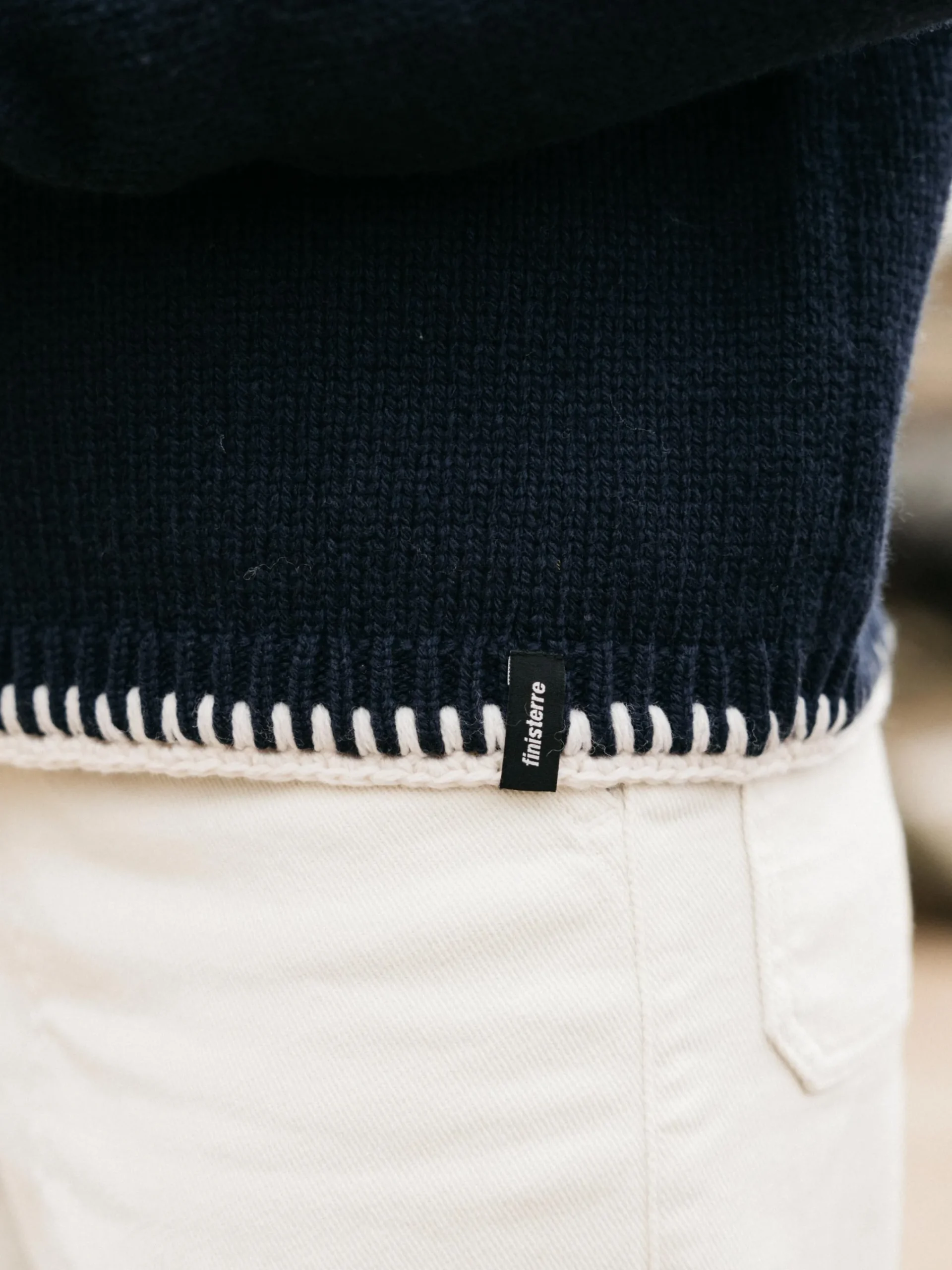 Clearance Finisterre Women's Blanket Stitch Taran Sweater Navy