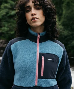 Outlet Finisterre Women's Bolster 1/4 Zip Fleece Navy/OceanStorm/HeatherMist